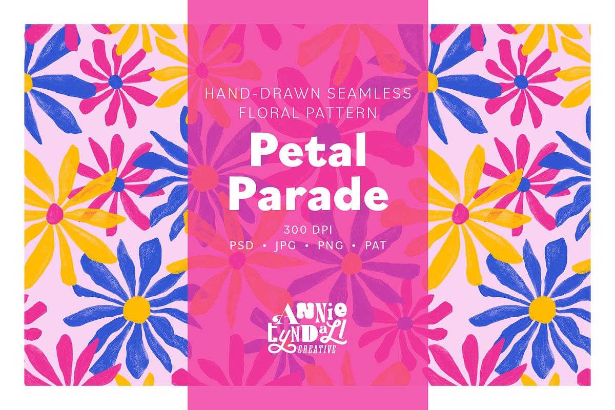 Petal Parade Retro Daisy Pattern, a Pattern Graphic by Annie Tyndall Creative (Photo 1 of 12)