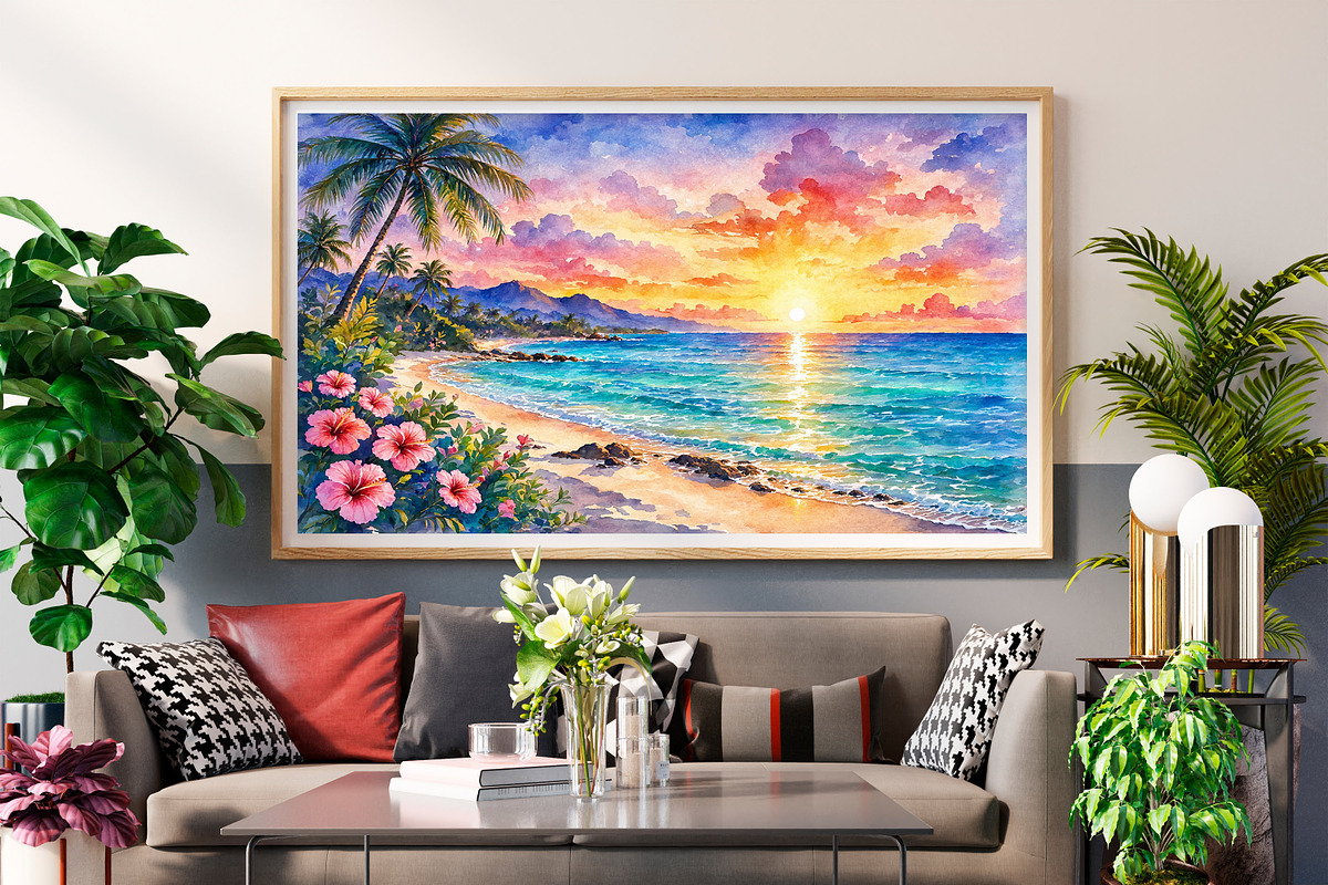 Watercolor Nature Landscape Bundle, a Wallpaper Graphic by Forhadx5 (Photo 8 of 12)