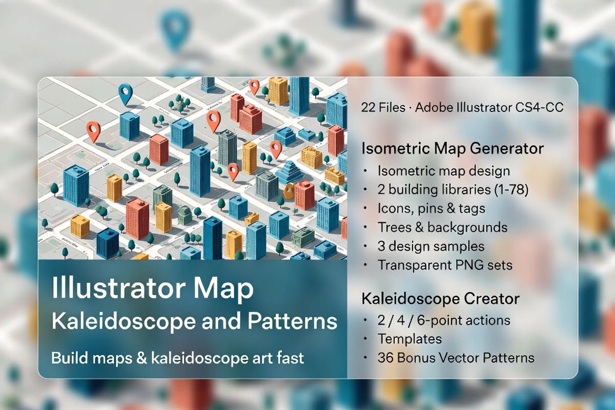Illustrator Isometric Map Pattern, an Object Illustration by Dreamanart (Photo 1 of 3)