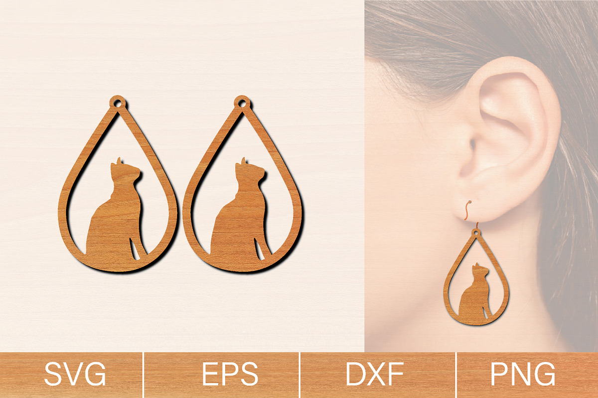 Cat Earrings Laser Cut SVG Bundle, an Object Graphic by jannatulpakhi (Photo 12 of 13)