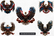 Patriotic Bald Eagle Clipart PNG V2, a Seasonal Illustration by ThatsDesignArt (Thumbnail 5 of 10)
