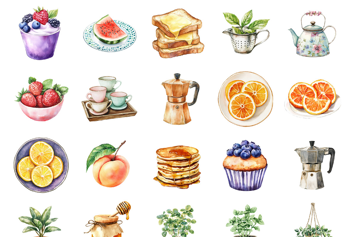 Watercolor Whimsical Food, an Illustration by Design Market (Photo 2 of 3)
