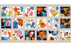 Trendy shapes collages. Abstract, an Illustration by YummyBuum