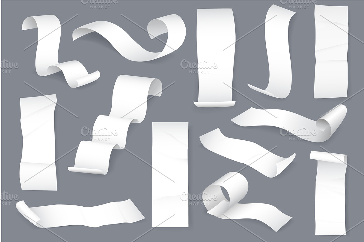 Curl blank paper bill mockups, a Texture Illustration by YummyBuum