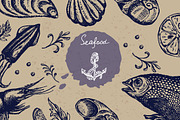 Vintage vector seafood set, a Graphic by SHom (Thumbnail 1 of 6)