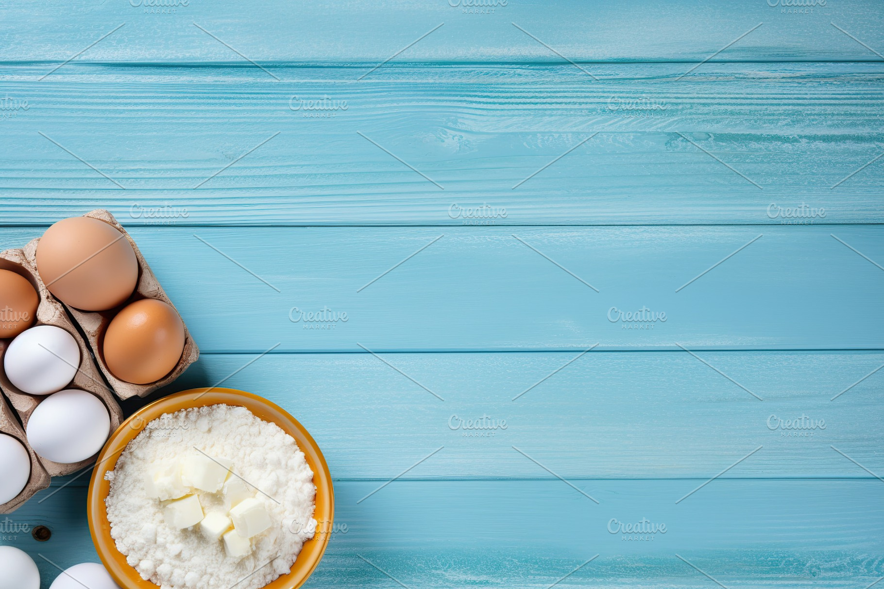 Fresh dairy products on wooden background, a Food & Drink Photo by AlyaAnd