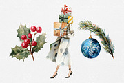 Christmas Watercolor Clipart Bundle, a Seasonal Illustration by Wild Honey Design Co. (Thumbnail 4 of 6)