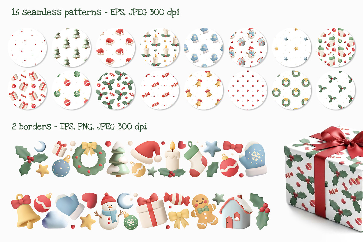 3D Christmas Vector Set, a Seasonal Illustration by Hanna's ArtLab (Photo 3 of 4)