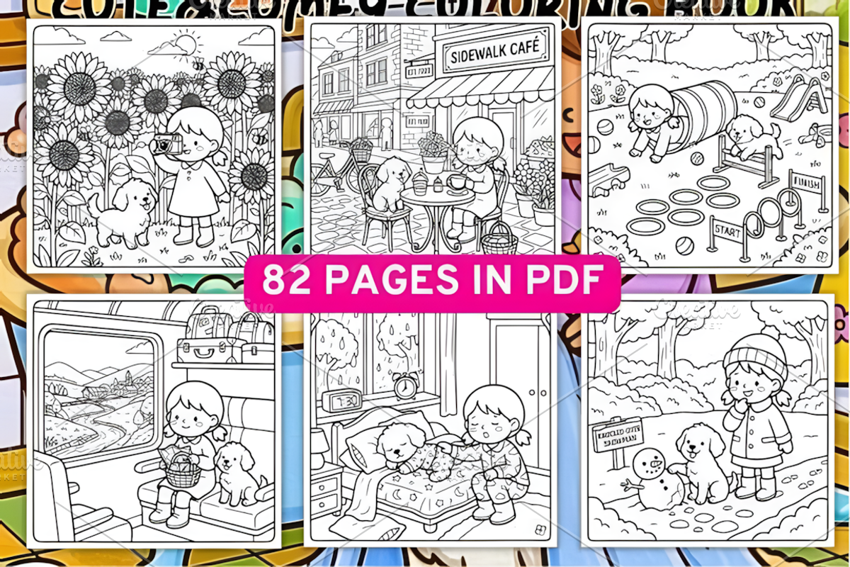 Cozy Dog and Me Cute&Cozy Coloring, a Decorative Illustration by Design Station (Photo 2 of 3)