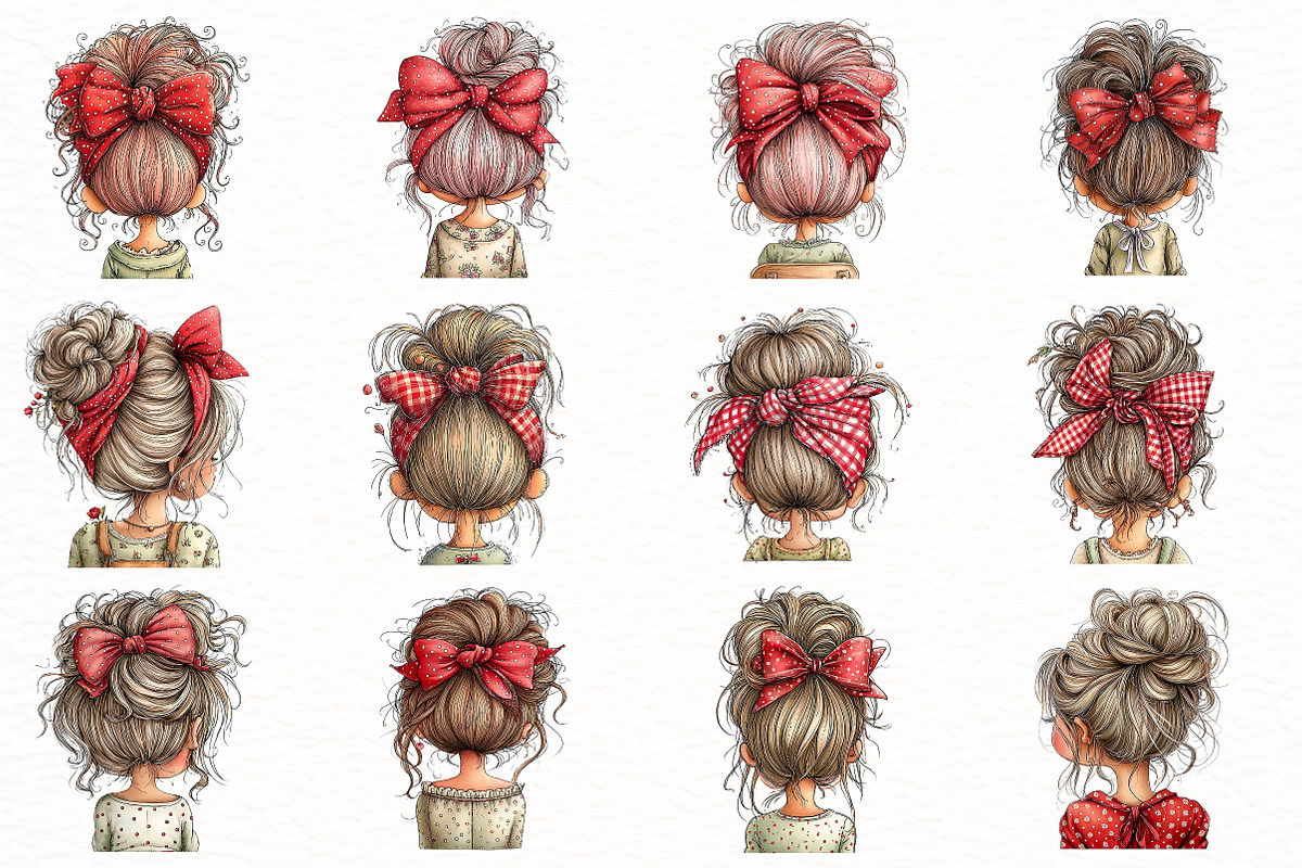 Watercolor messy bun mom Clipart, an Illustration by Designworld (Photo 2 of 7)
