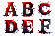 Bloody Alphabet and Numbers Bundle, a Seasonal Illustration by Bubble Pixel (Thumbnail 3 of 8)
