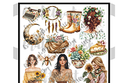 Watercolor Boho Spring Clipart, an Illustration by CraftCrateShop (Thumbnail 4 of 7)