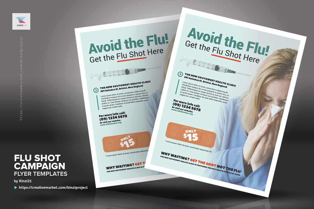 Flu Shot Campaign Flyer Templates, a Flyer Template by kinzi21