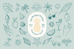 Summertime Hand Drawn Elements