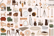 Boho Furniture set. Scene creator, a Decorative Illustration by ApetekMarket (Thumbnail 3 of 8)