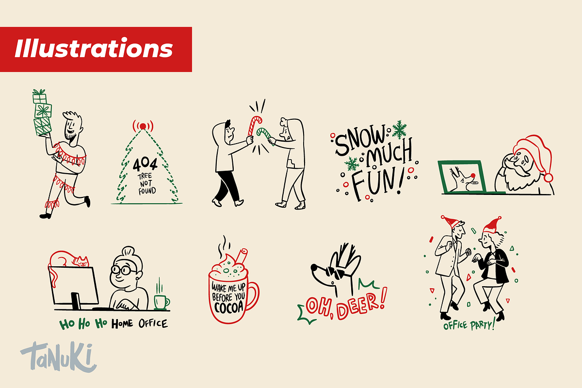 Christmas office party illustrations, an Illustration by Tanukis (Photo 3 of 9)