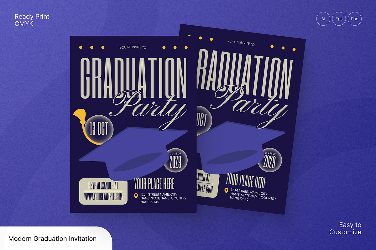 Modern Graduation Invitation, a Flyer Template by Annora Studio (Photo 1 of 6)