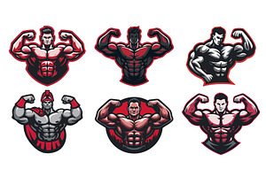 bodybuilder mascot set. Muscular, a Sport Illustration by Stock-Smart-Start