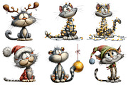 Whimsical Christmas Cats Clipart, a Graphic by CitraGraphics (Thumbnail 3 of 4)