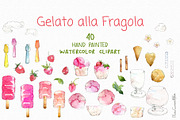 Ice Cream Watercolor Clipart, a Food Illustration by MariaScaroniAtelier (Thumbnail 2 of 6)