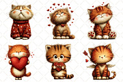 Whimsical Valentine Cat Clipart, an Illustration by Black Bird Studio (Thumbnail 6 of 6)