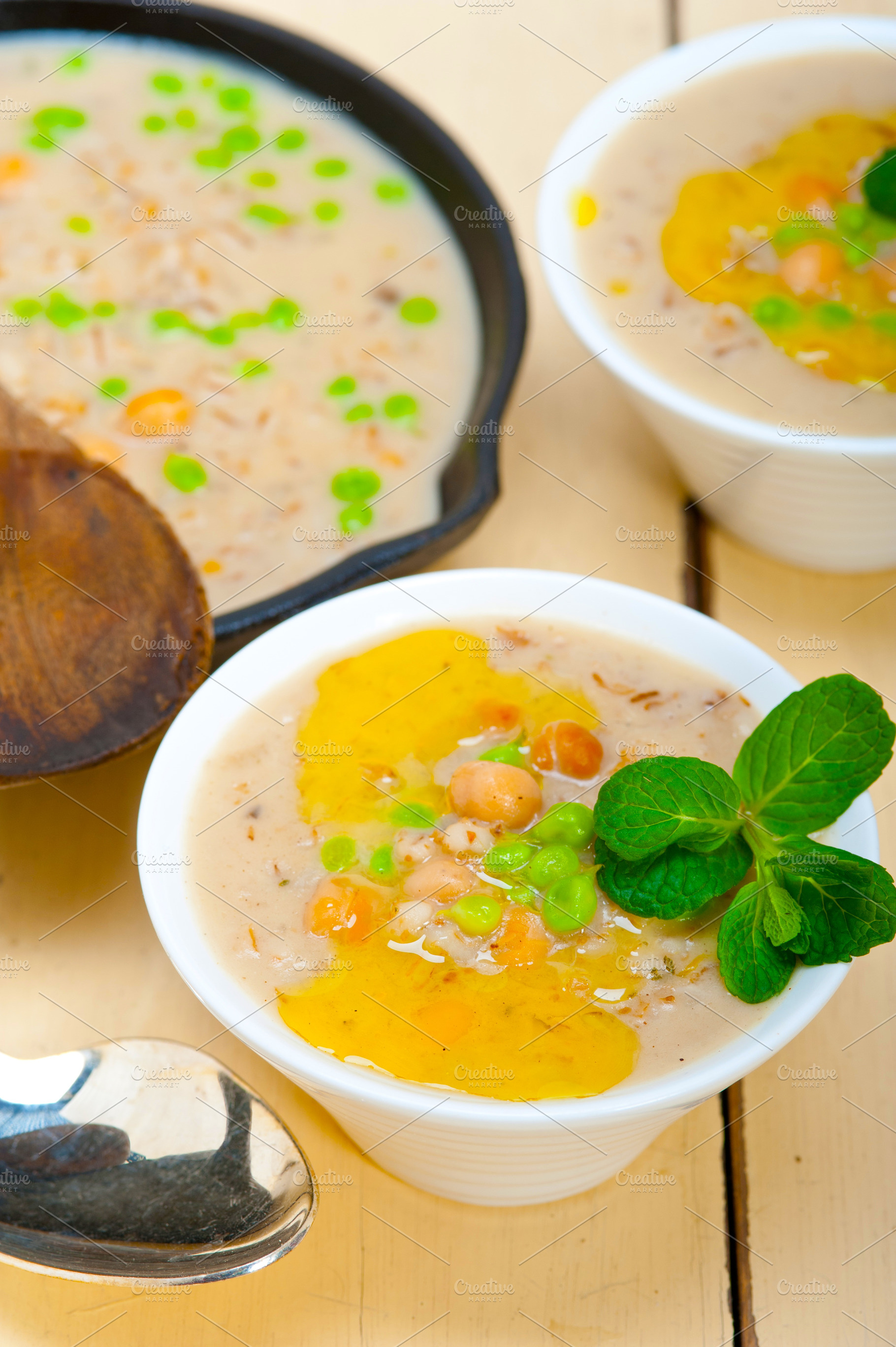Hearty Middle Eastern Chickpea and Barley Soup, a Food & Drink Photo by keko64