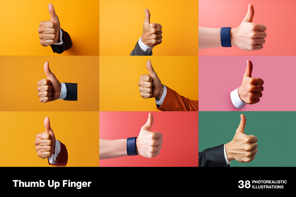 Thumb Up Finger. 38 images, a Person Illustration by Handmadefont (Photo 6 of 10)