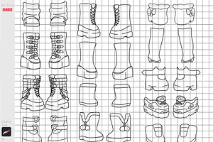 Procreate Chibi Shoes Socks Stamps