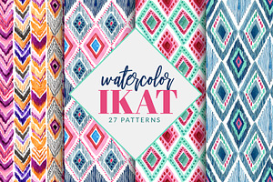 Watercolor Boho Ikat Patterns