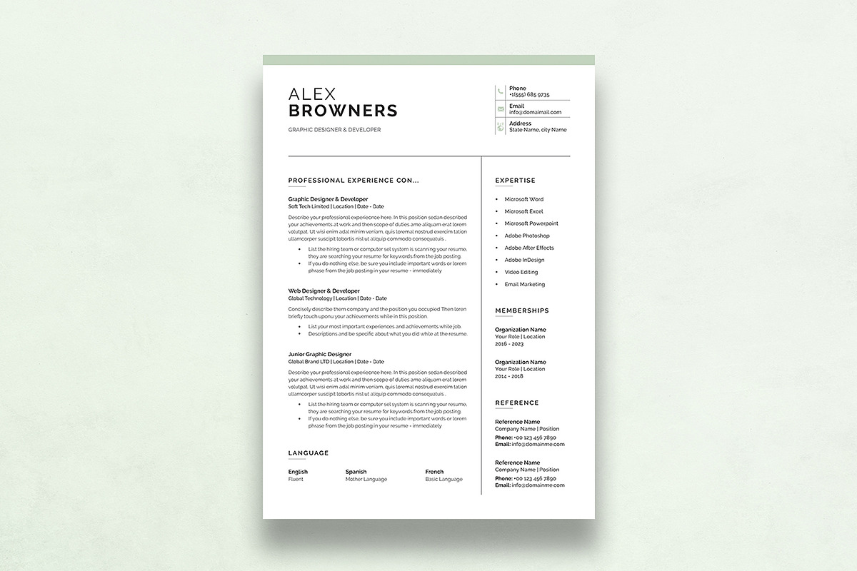 Graphic Designer Resume, a Resume Template by DesignDevisers (Photo 3 of 12)
