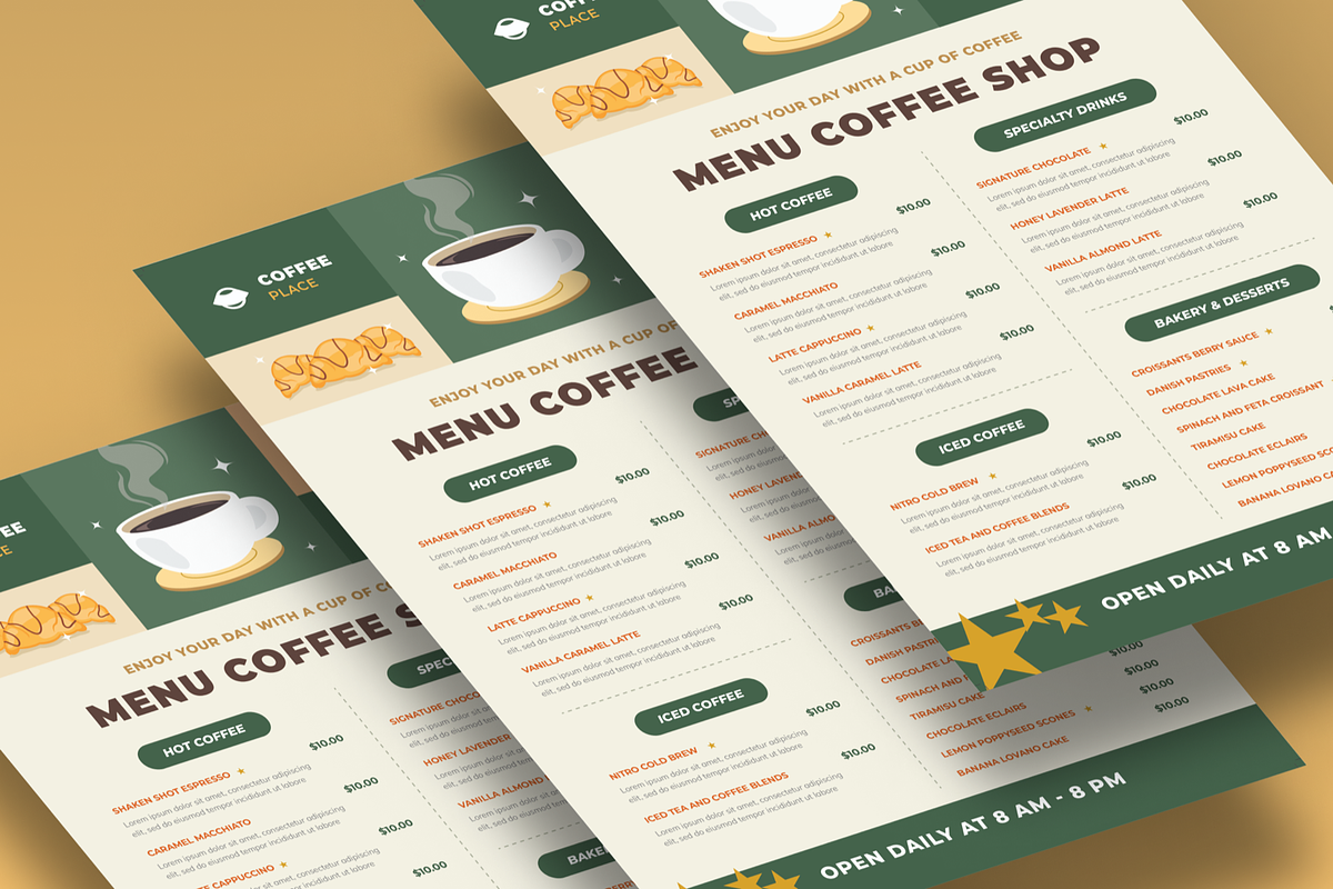 Greena Coffee Shop Menu, a Print Template by SquidPixey (Photo 5 of 5)