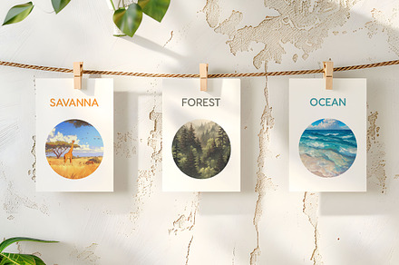 Wander - Landscape Flashcards, a Card Template by CinderHeart Designs