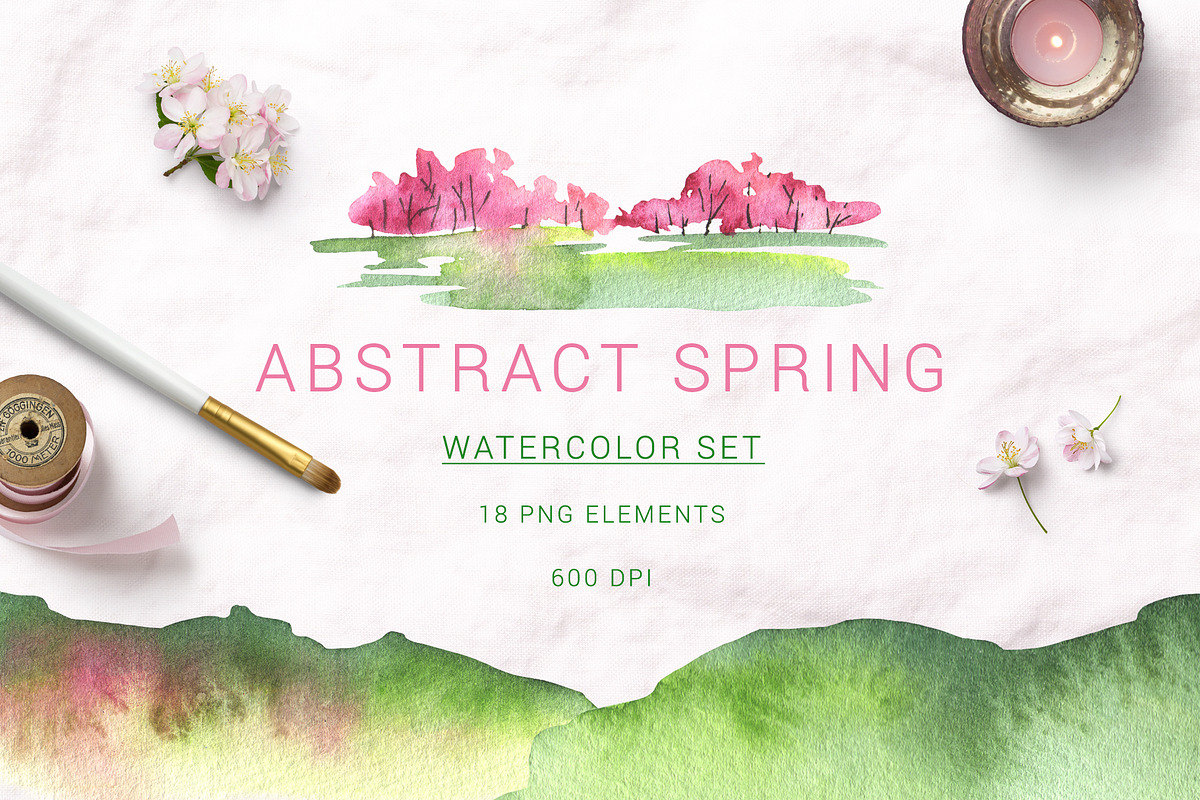 Watercolor abstract spring set, a Seasonal Illustration by LeriaArt watercolor (Photo 1 of 6)