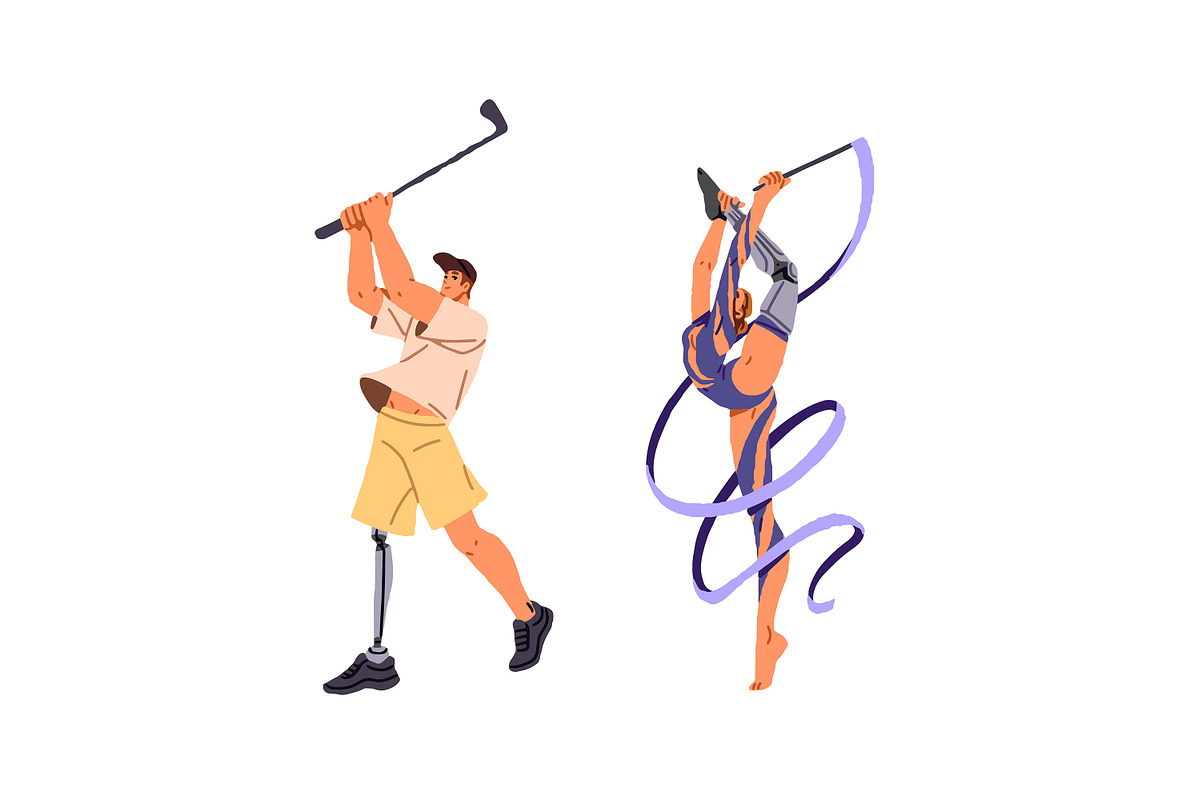 Paralympic athletes do sports set, a Sport Illustration by PaperTrident (Photo 2 of 7)