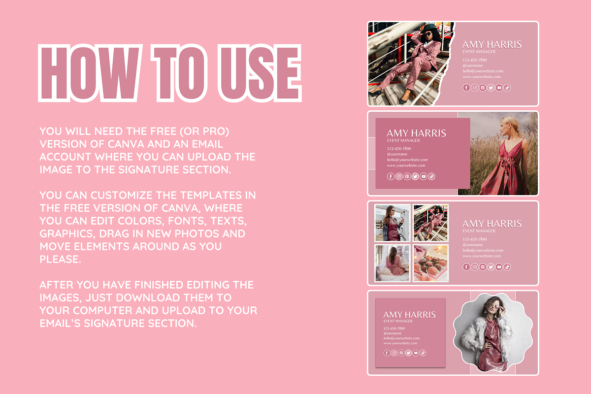Canva Email Signature Templates, an Email Template by SunshineStudioBoutique (Photo 3 of 9)