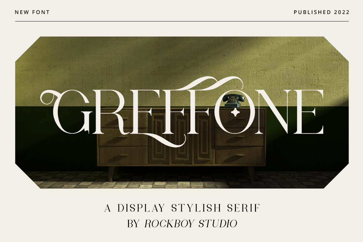 Greffone - Modern Stylish, a Serif Font by RockboyStd (Photo 1 of 12)
