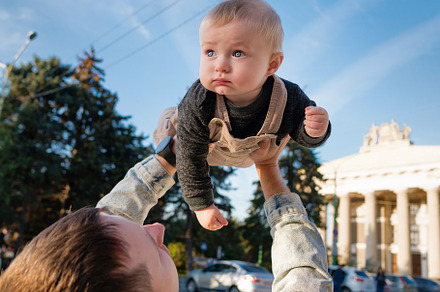 Father with baby boy outdoor, a Person Photo by Elena Vagengeim