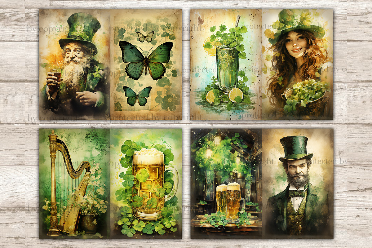 St. Patrick's Day Junk Journal Paper, a Seasonal Illustration by GlamArtZhanna (Photo 4 of 10)