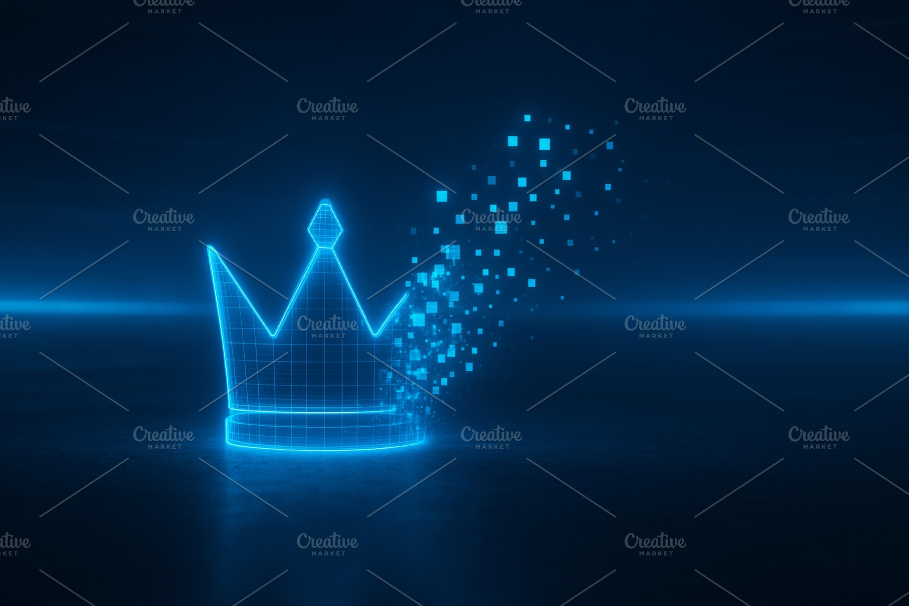 Digital crown dissolving into pixels, a Photo by Dvoevnore photos