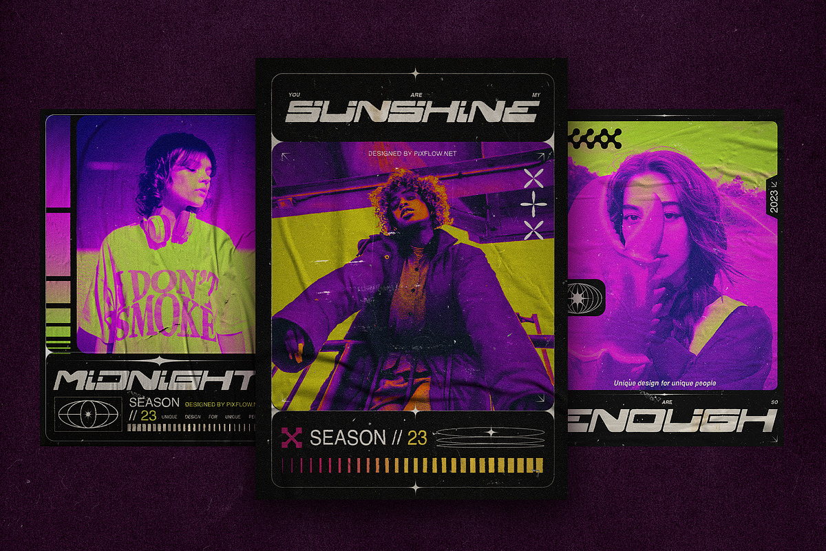 Acid Retro Posters, a Flyer Template by Pixflow (Photo 1 of 6)