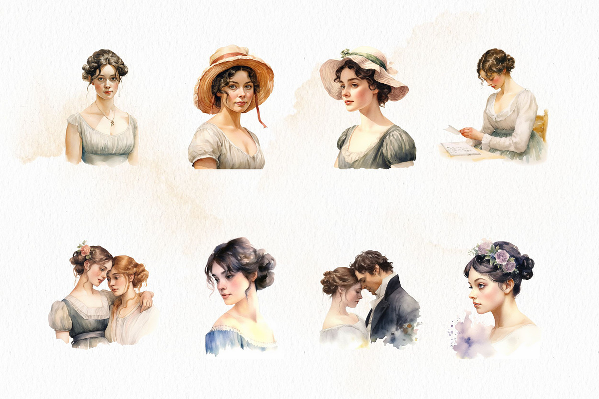 Jane Austen - Watercolor Clipart, an Object Illustration by The Handmade Muse (Photo 6 of 6)