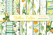 Watercolor Yellow tulips patterns, a Pattern Graphic by DollyPotterson (Thumbnail 1 of 6)