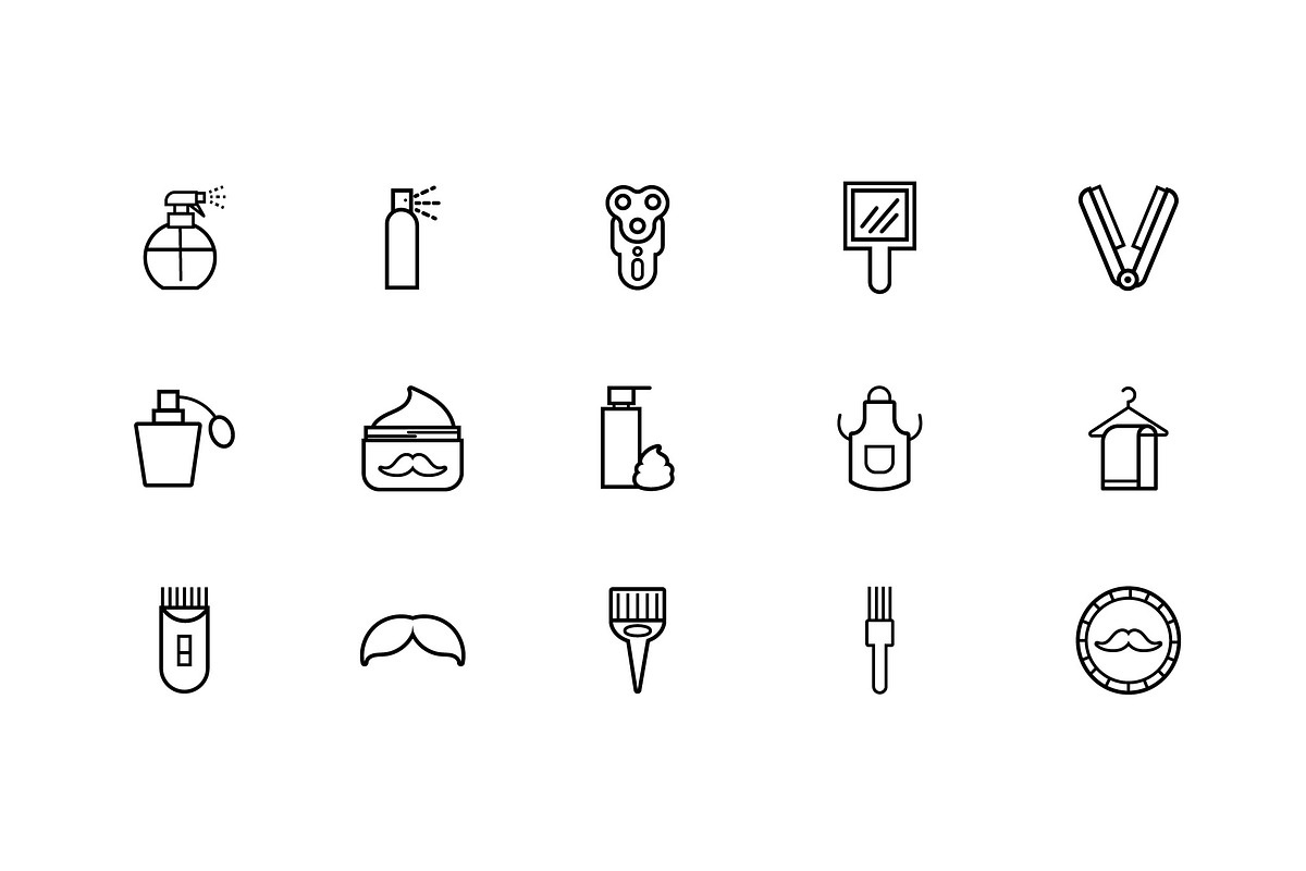 Barber Shop Line Icon Set, an Outline Icon by studiogstock (Photo 2 of 4)