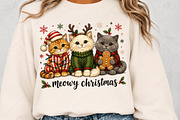 Meowy Christmas Cats Sublimation PNG, a Seasonal Illustration by Canvas Craft (Thumbnail 5 of 6)