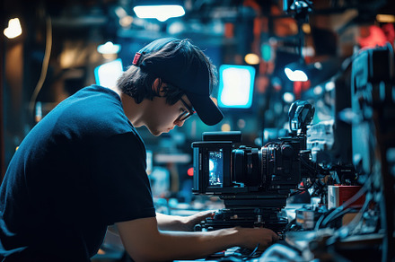 Crew member operates camera equipmen, a Photo by Iftikhar Alam