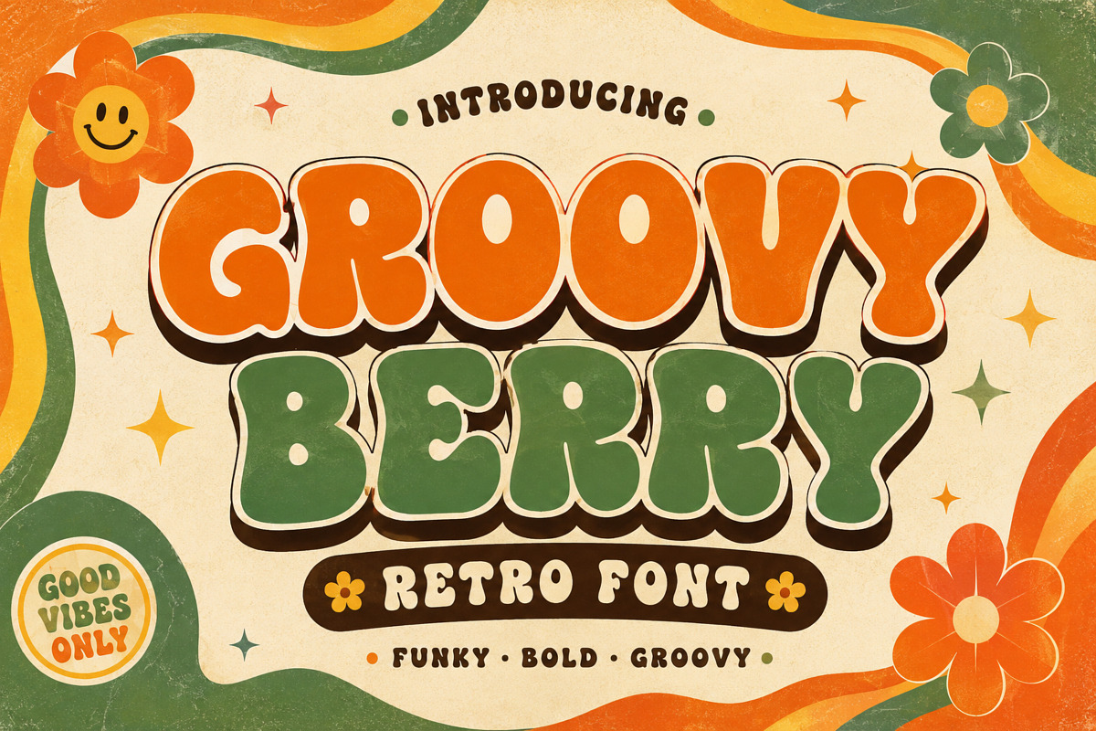 roovy Berry – Retro Bubble Font, a Sans Serif Font by Limited.studio (Photo 1 of 4)