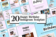 Happy Birthday Instagram Canva Post, a Social Media Template by Snapybiz (Thumbnail 1 of 10)