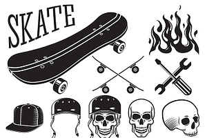 Set Of Skatboarding Labels & Stuff