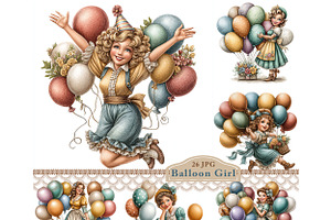 Balloon girl Clipart JPG