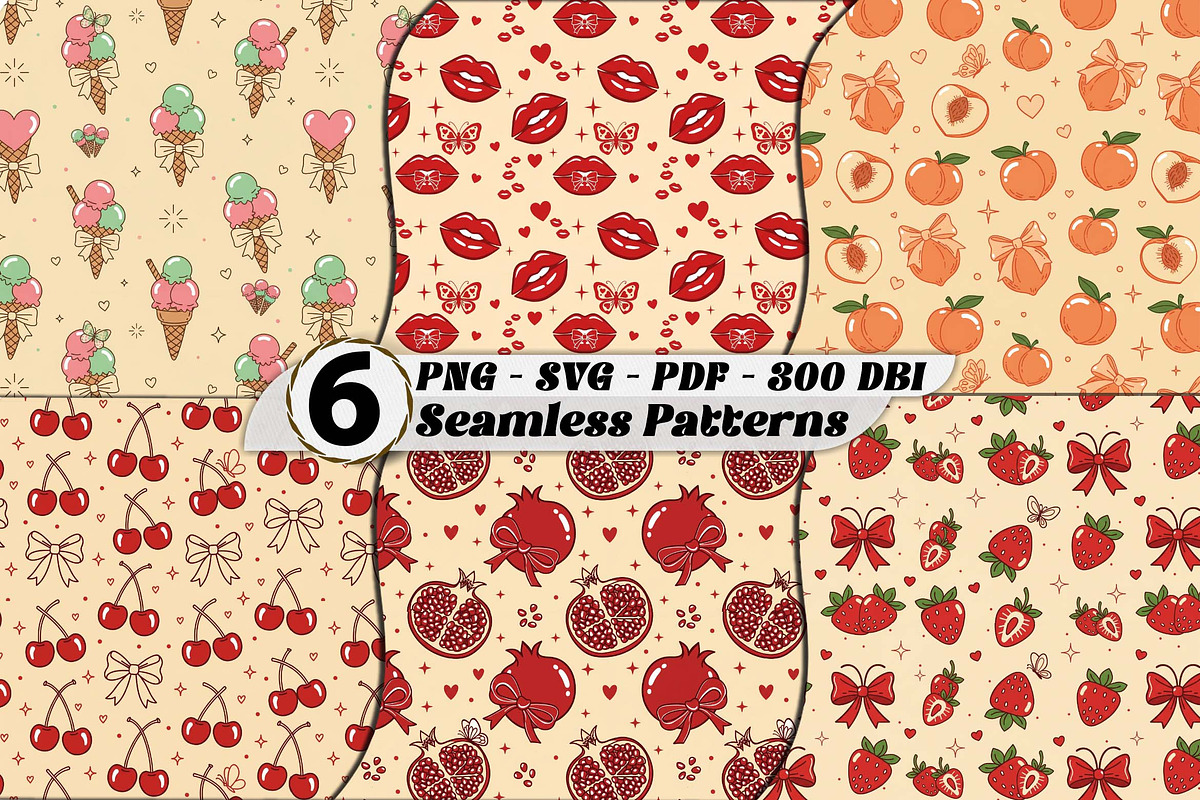 Retro Fruit Pinup Seamless Patterns, a Pattern Graphic by one-touch (Photo 1 of 17)